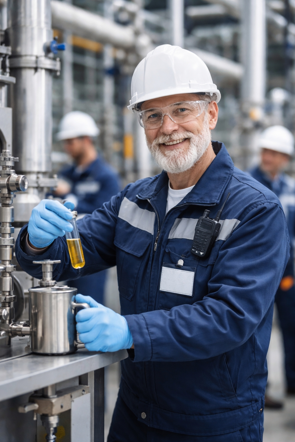 Industriearbeiter mit Probe